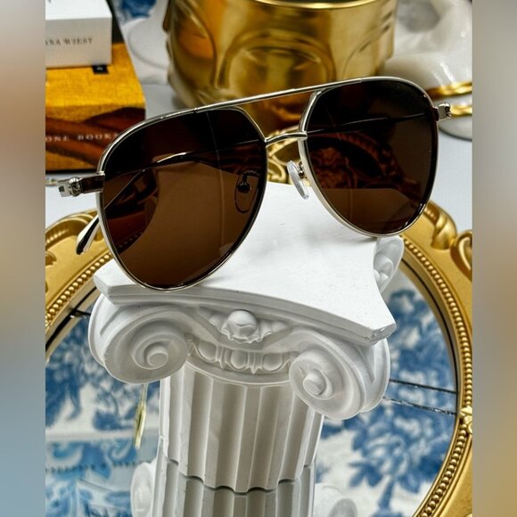 🆕 ALEXANDER MCQUEEN 🧿 NWOT AM0373S 001 Ruthenium Grey Aviator Sunglasses - Picture 9 of 16